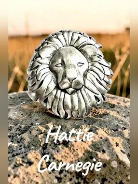 Vtg 3" Hattie Carnegie Lion Head Brooch